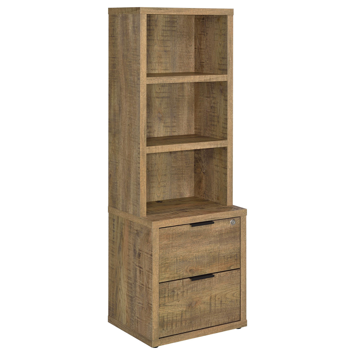 Westpark - 3-Shelf Bookcase USB And Lockable Drawer - Mango