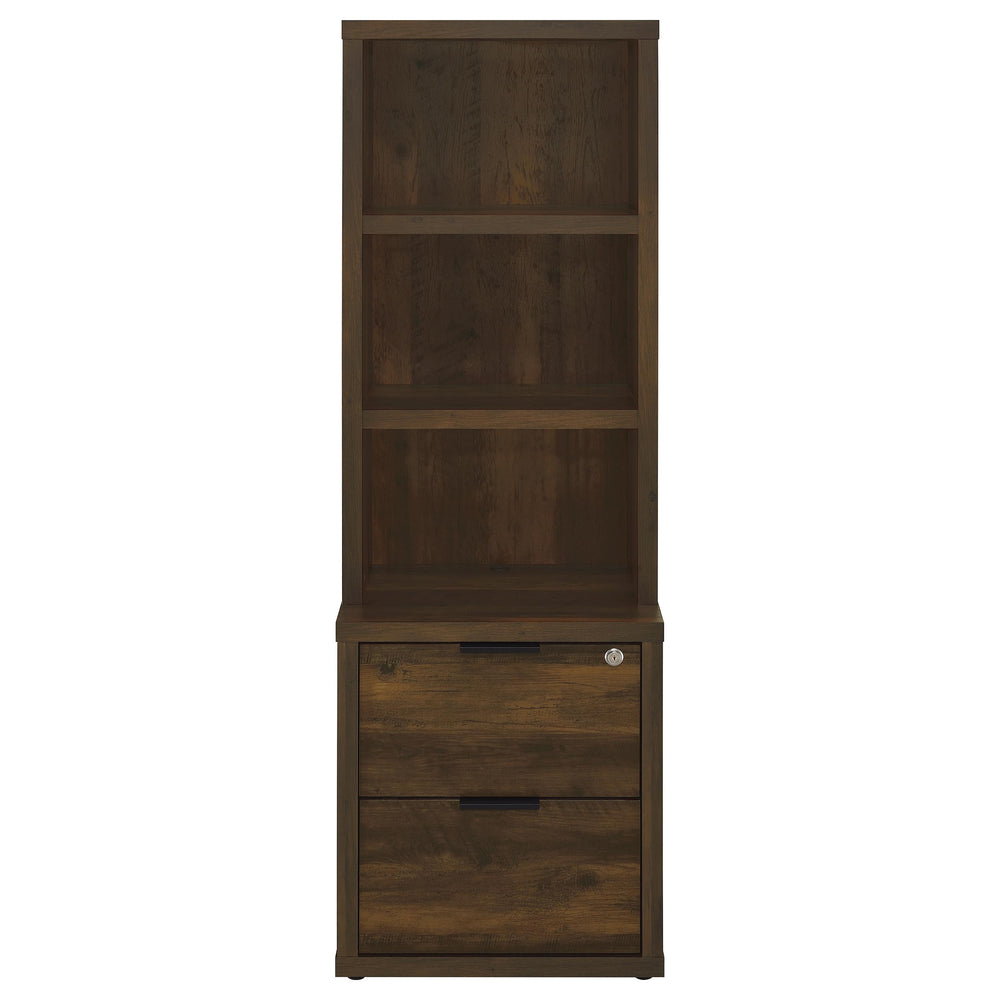 Westpark - 3-Shelf Bookcase USB And Lockable Drawer - Dark Pine