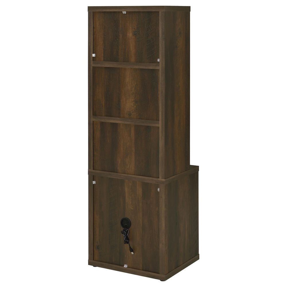 Westpark - 3-Shelf Bookcase USB And Lockable Drawer - Dark Pine