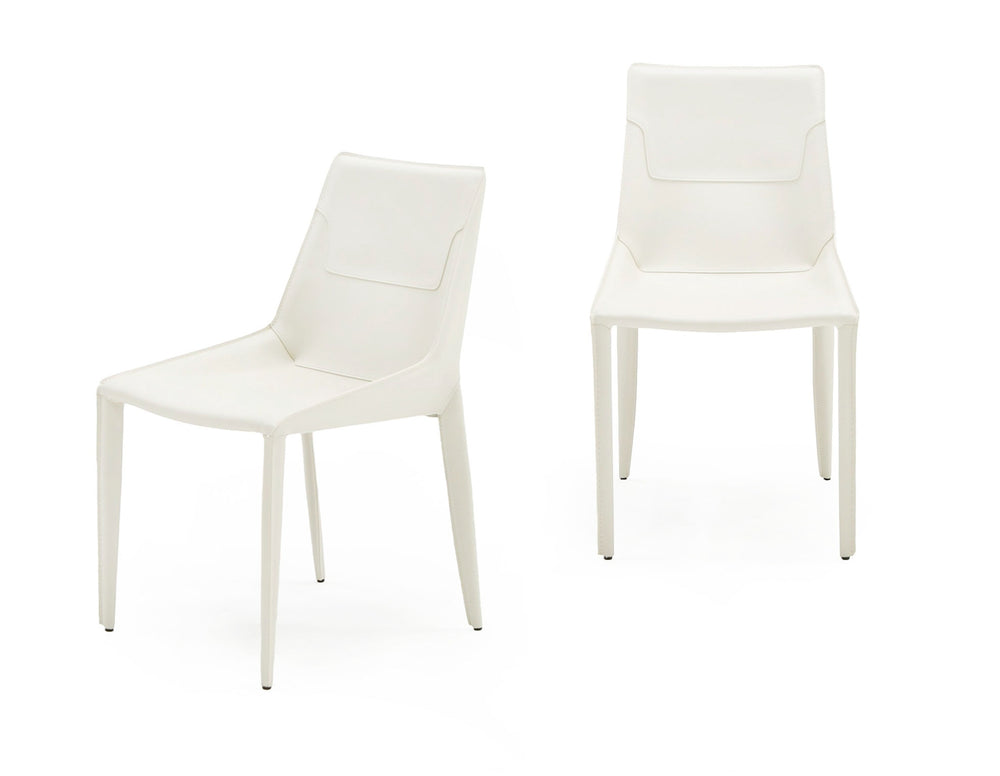 Halo - Modern Ivory Saddle Leather Dining Chair (Set of 2)