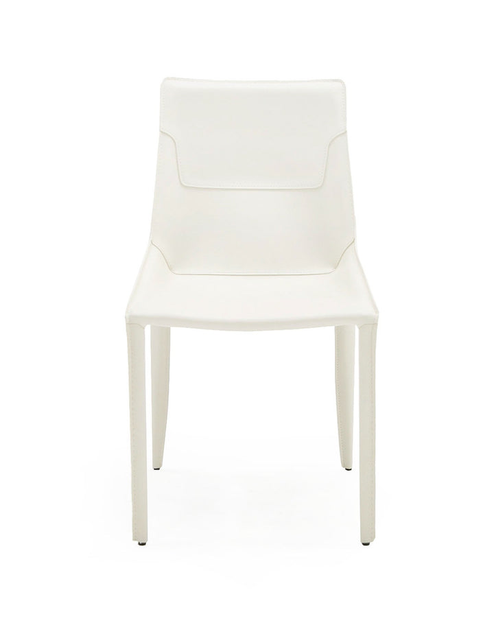 Halo - Modern Ivory Saddle Leather Dining Chair (Set of 2)