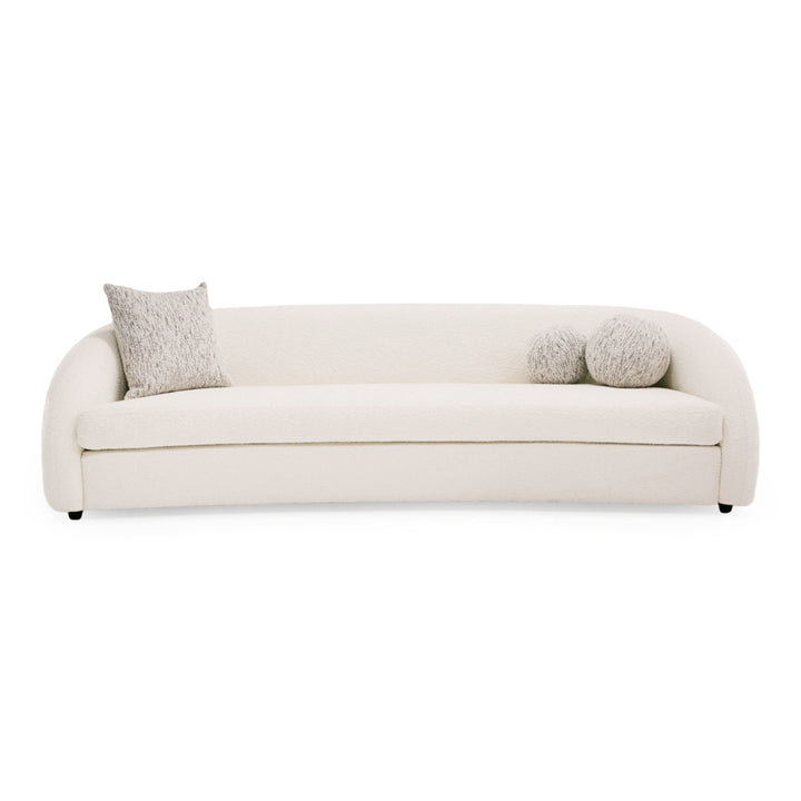 Joshua Modern 4-Seater Curved White and Taupe Fabric Sofa