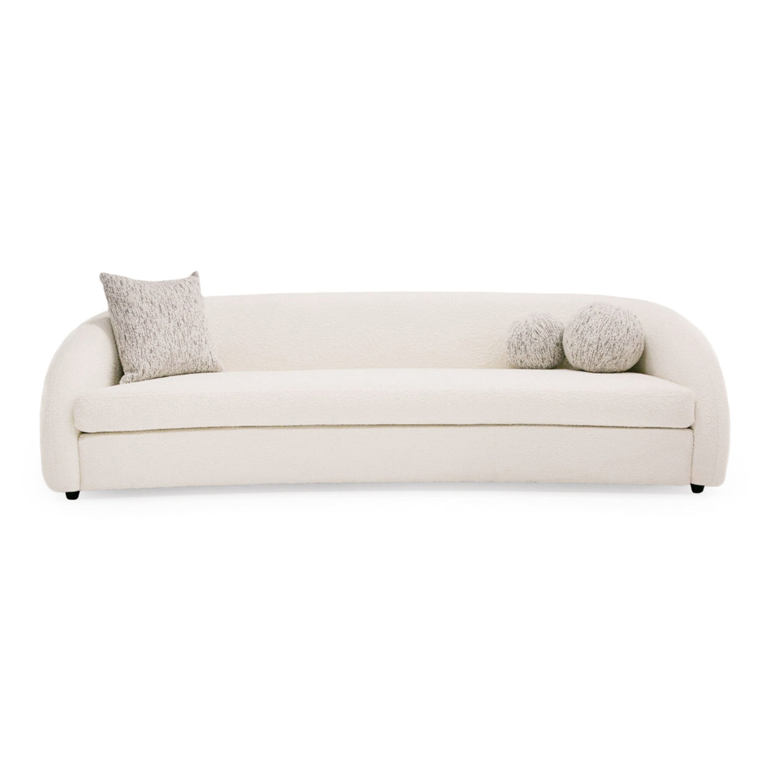 Joshua Modern 4-Seater Curved White and Taupe Fabric Sofa