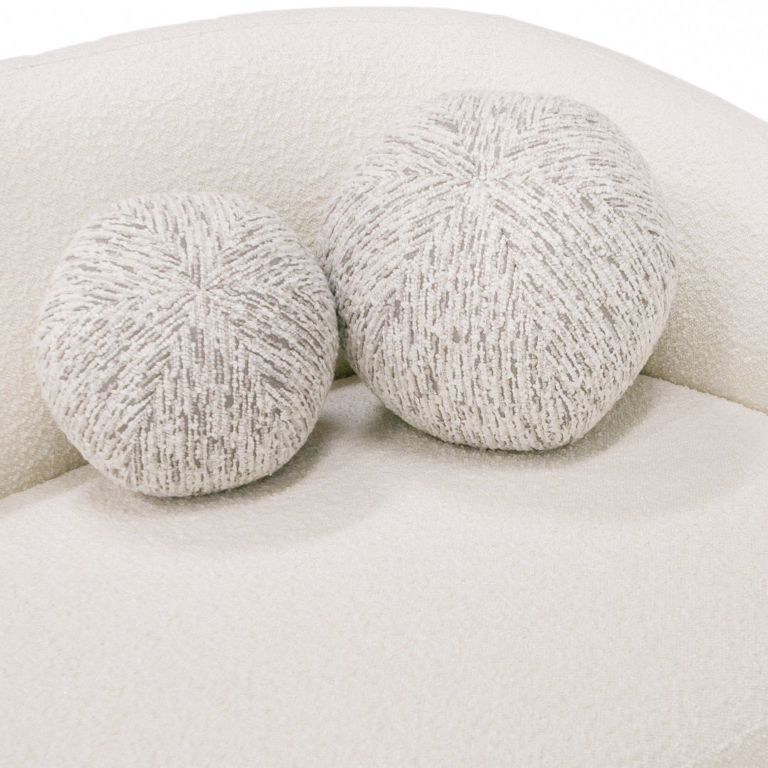 Joshua Modern 4-Seater Curved White and Taupe Fabric Sofa