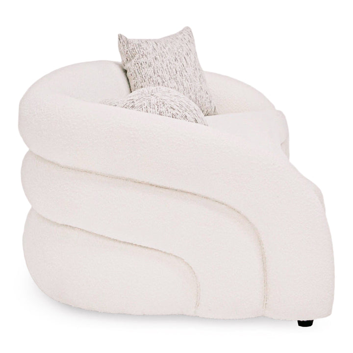 Joshua Modern 4-Seater Curved White and Taupe Fabric Sofa