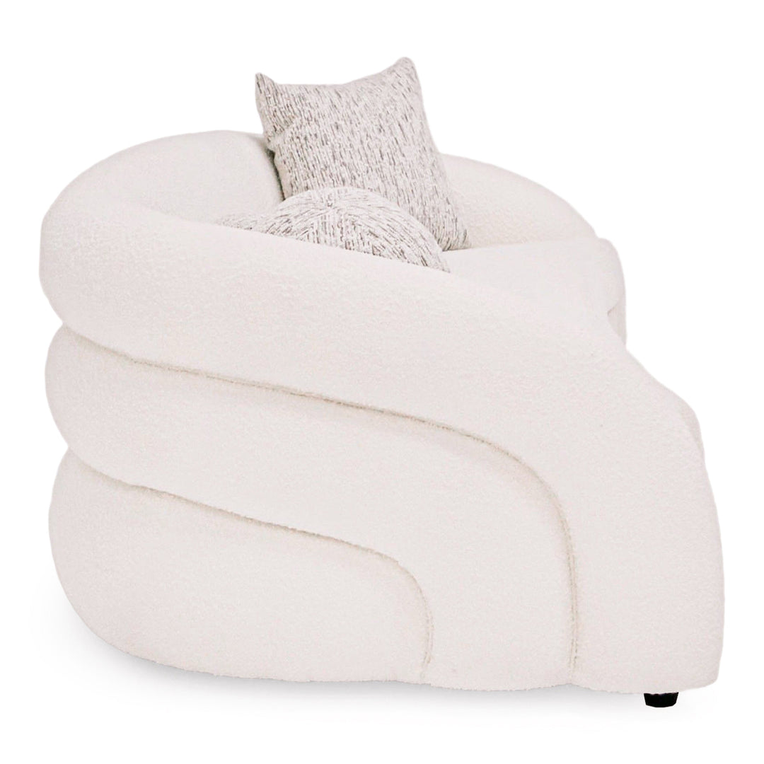 Joshua Modern 4-Seater Curved White and Taupe Fabric Sofa
