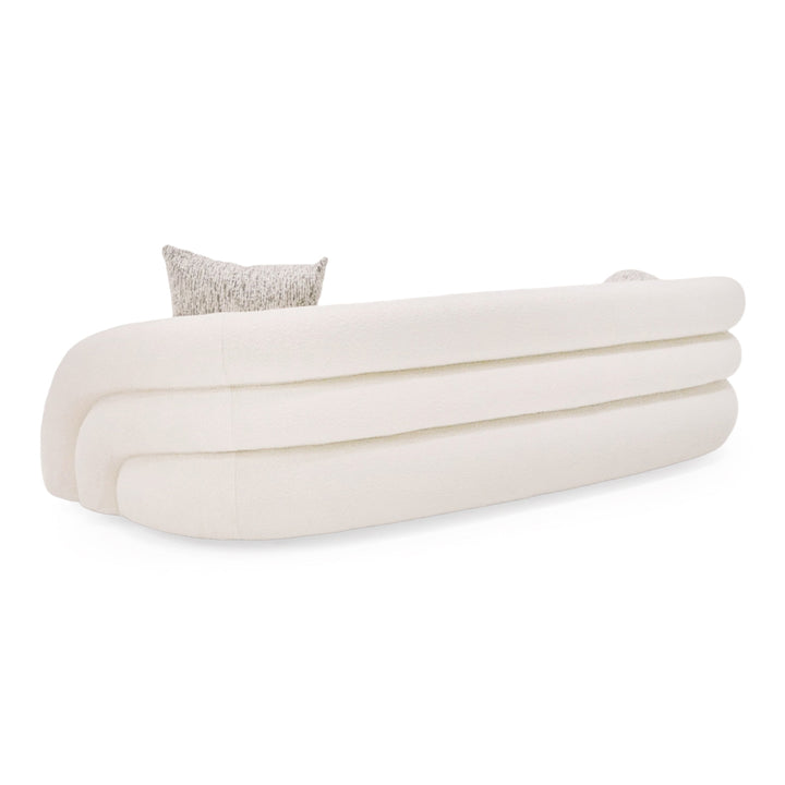 Joshua Modern 4-Seater Curved White and Taupe Fabric Sofa