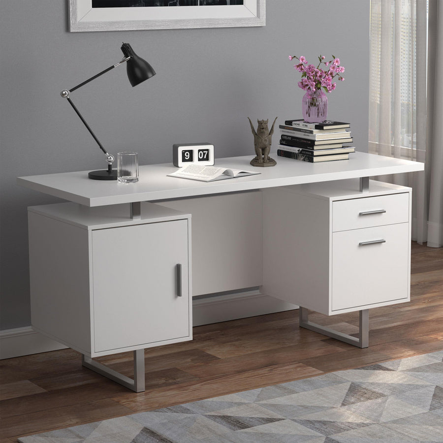 Coaster Furniture 803521 Lawtey 60-inch 2-drawer Computer Desk White High Gloss