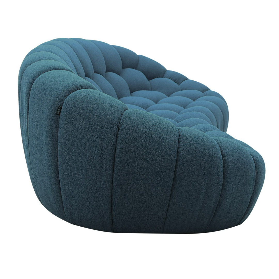 Yolonda - Modern Curved Dark Teal Fabric Sofa