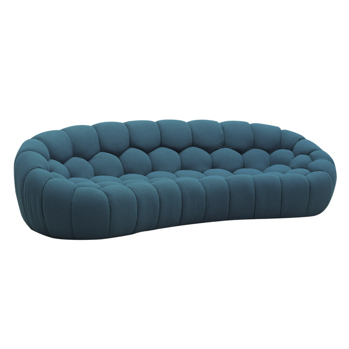 Yolonda - Modern Curved Dark Teal Fabric Sofa Set