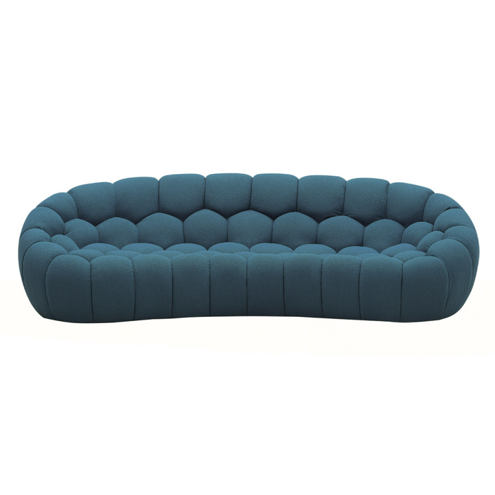 Yolonda - Modern Curved Dark Teal Fabric Sofa