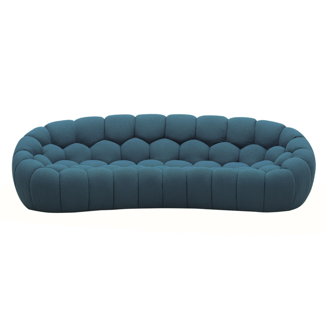 Yolonda - Modern Curved Dark Teal Fabric Sofa