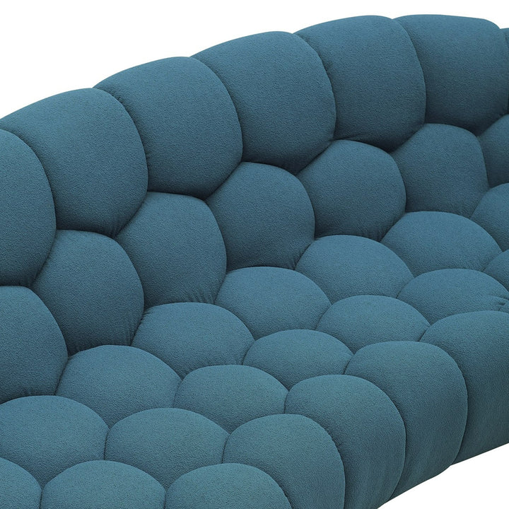 Yolonda - Modern Curved Dark Teal Fabric Sofa