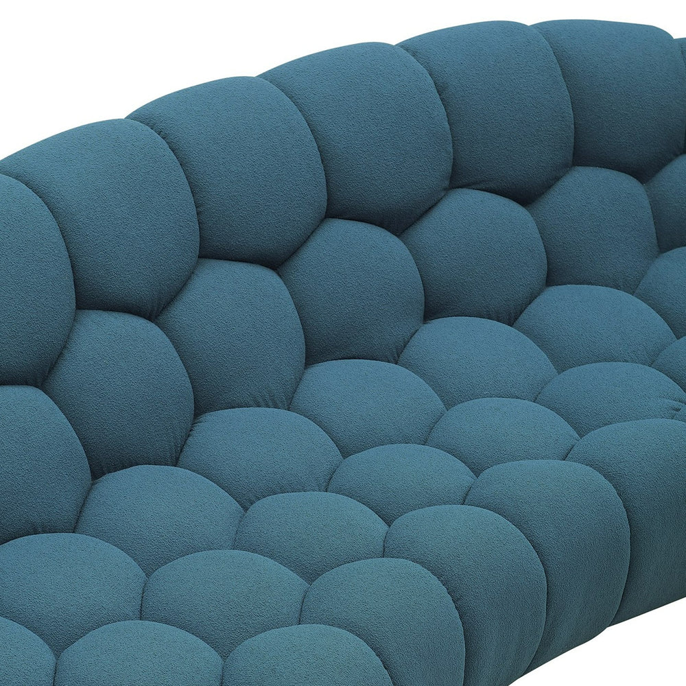 Yolonda - Modern Curved Dark Teal Fabric Sofa - View 4