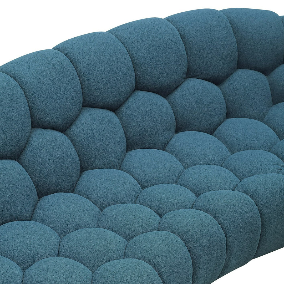 Yolonda - Modern Curved Dark Teal Fabric Sofa