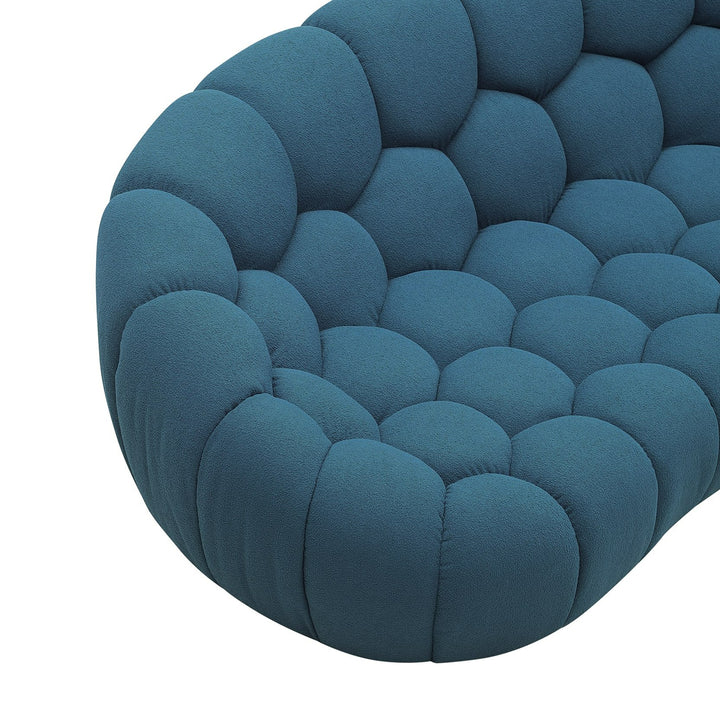 Yolonda - Modern Curved Dark Teal Fabric Sofa Set