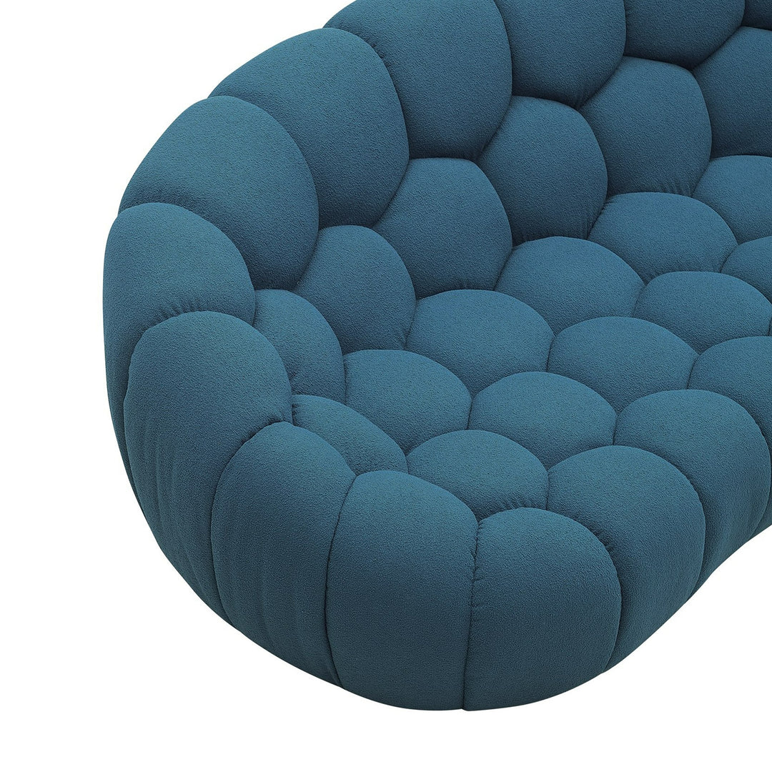 Yolonda - Modern Curved Dark Teal Fabric Sofa