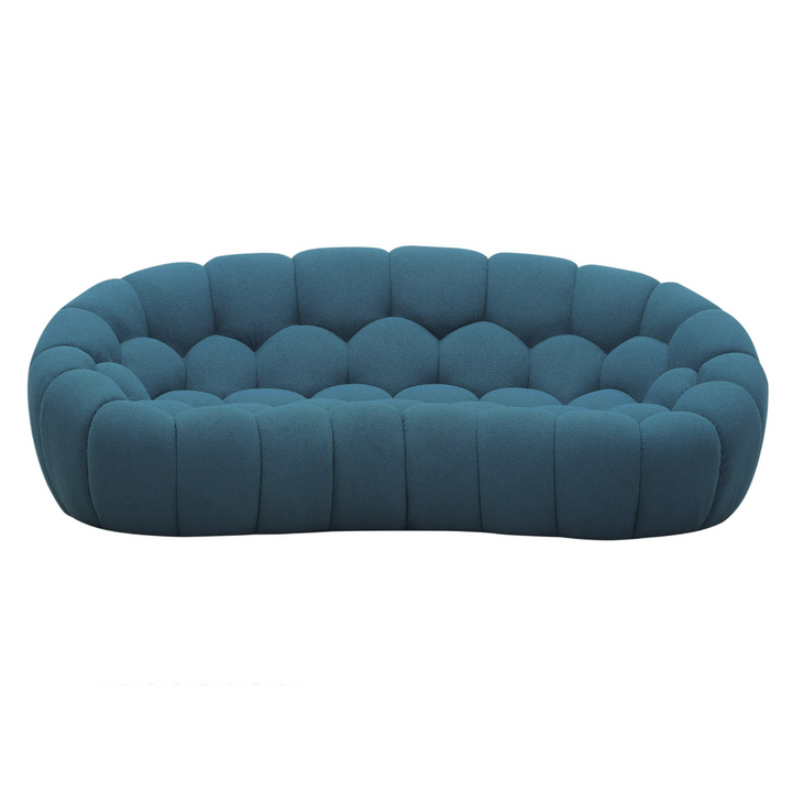 Yolonda - Modern Curved Dark Teal Fabric Loveseat