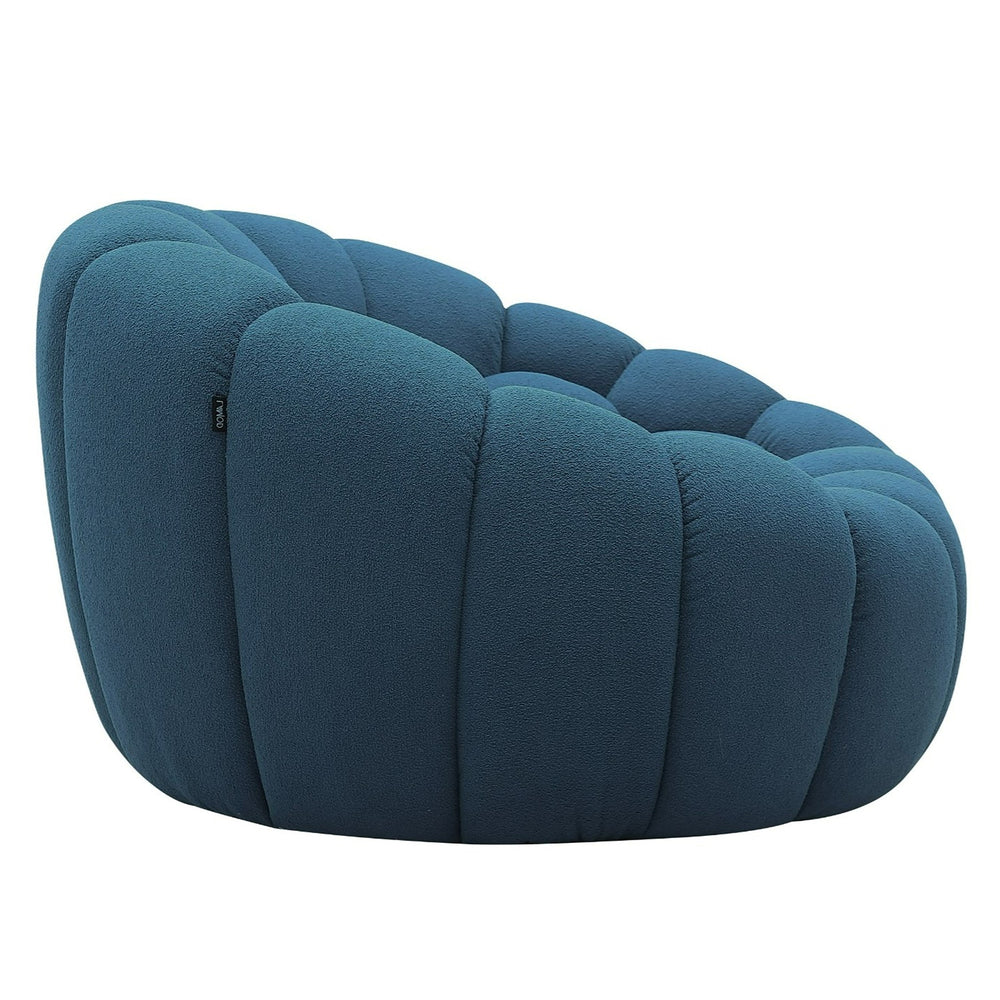 Yolonda - Modern Curved Dark Teal Fabric Chair - View 7