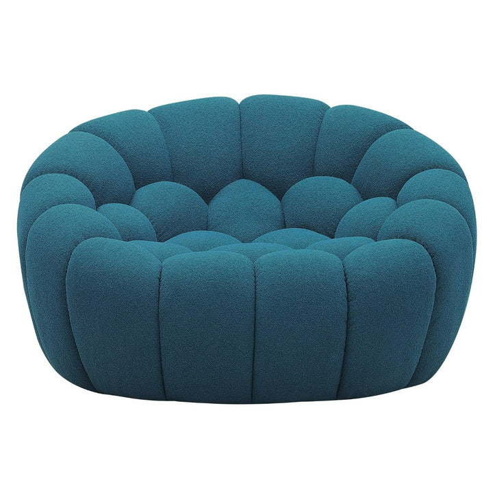 Yolonda  Modern Curved Dark Teal Fabric Chair