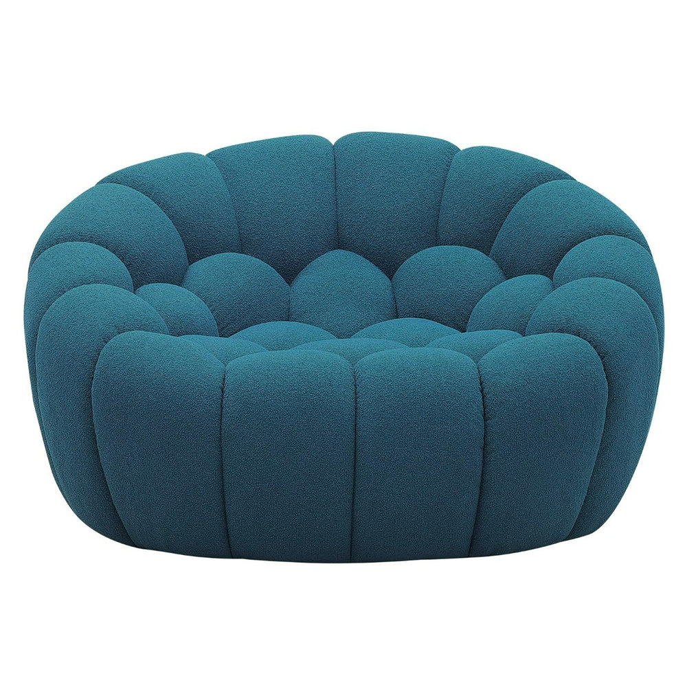Yolonda - Modern Curved Dark Teal Fabric Chair - View 3