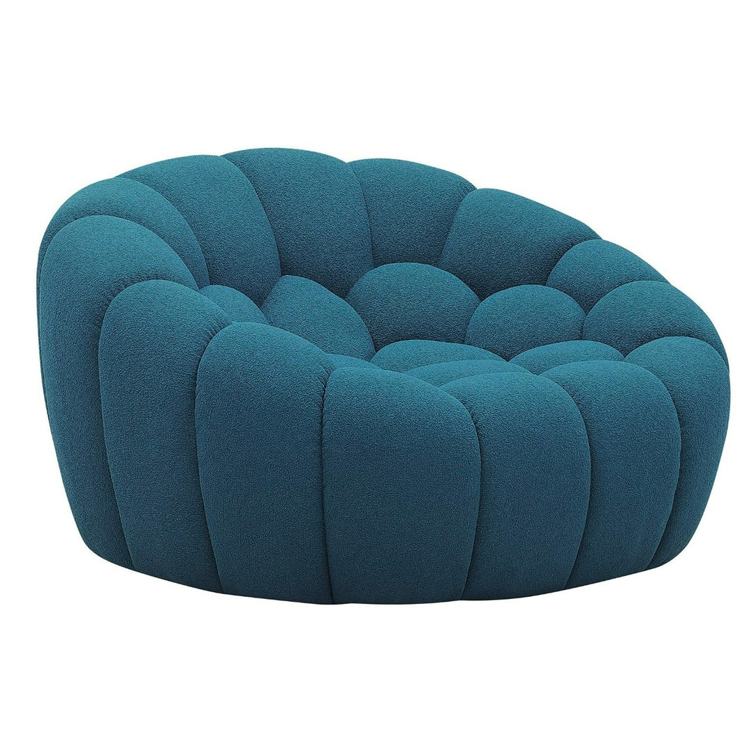 Yolonda  Modern Curved Dark Teal Fabric Chair