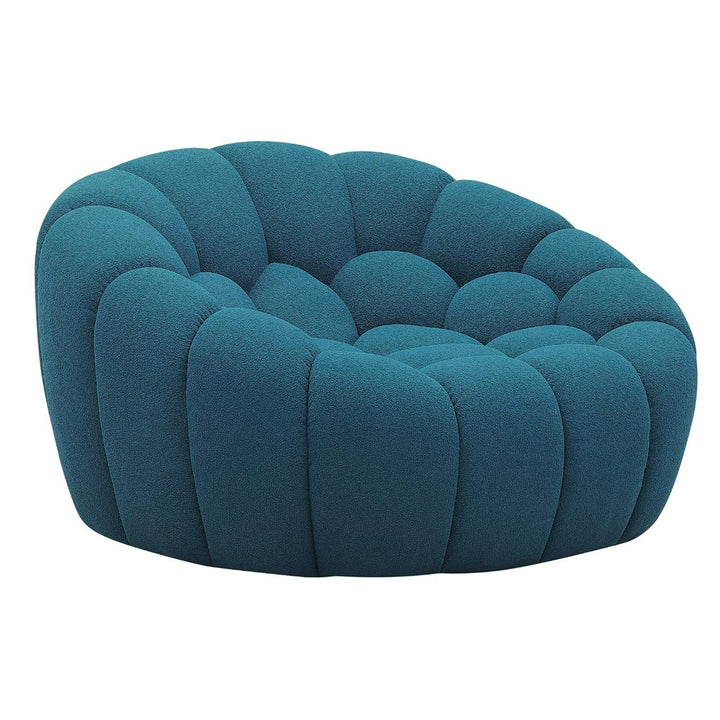 Yolonda - Modern Curved Dark Teal Fabric Chair