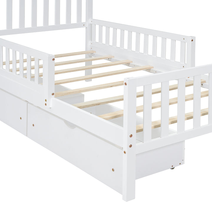 twin-size-wood-platform-bed-with-guardrails-and-two-storage-drawers-in-white