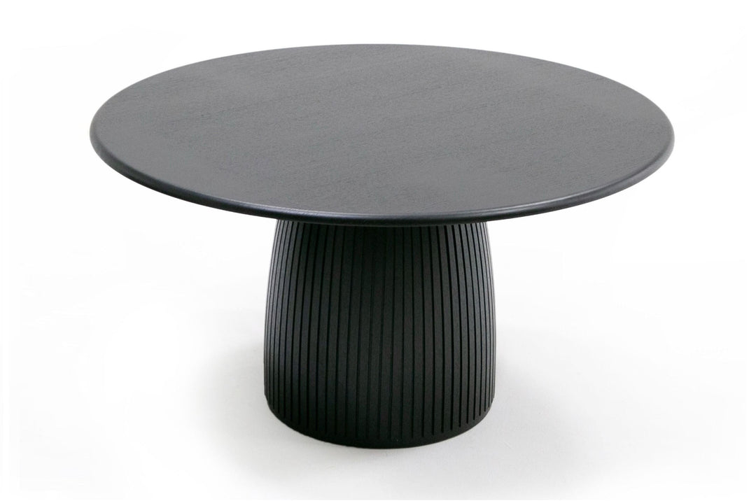 Lander Modern Mid Century Black Oak Round Dining Table