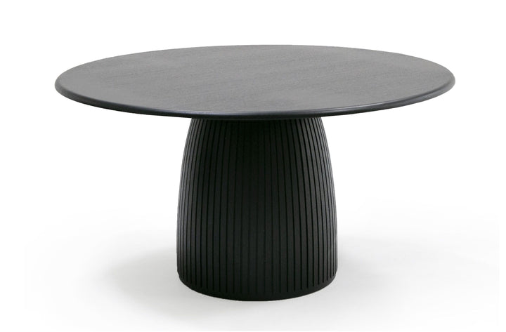 Lander Modern Mid Century Black Oak Round Dining Table