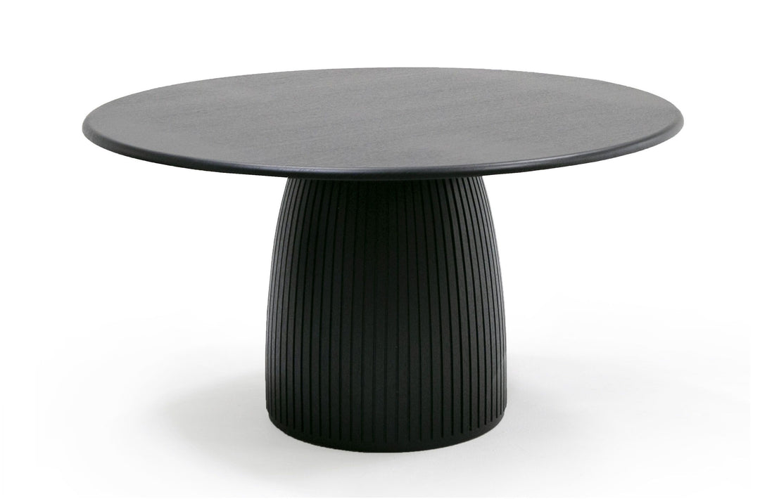 Lander Modern Mid Century Black Oak Round Dining Table
