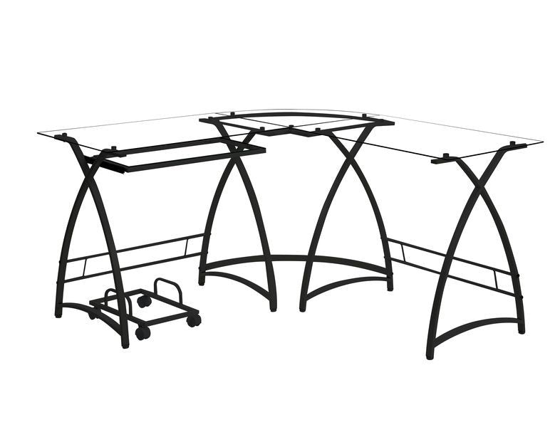 Dazenus - Computer Desk - Clear Glass Top & Black