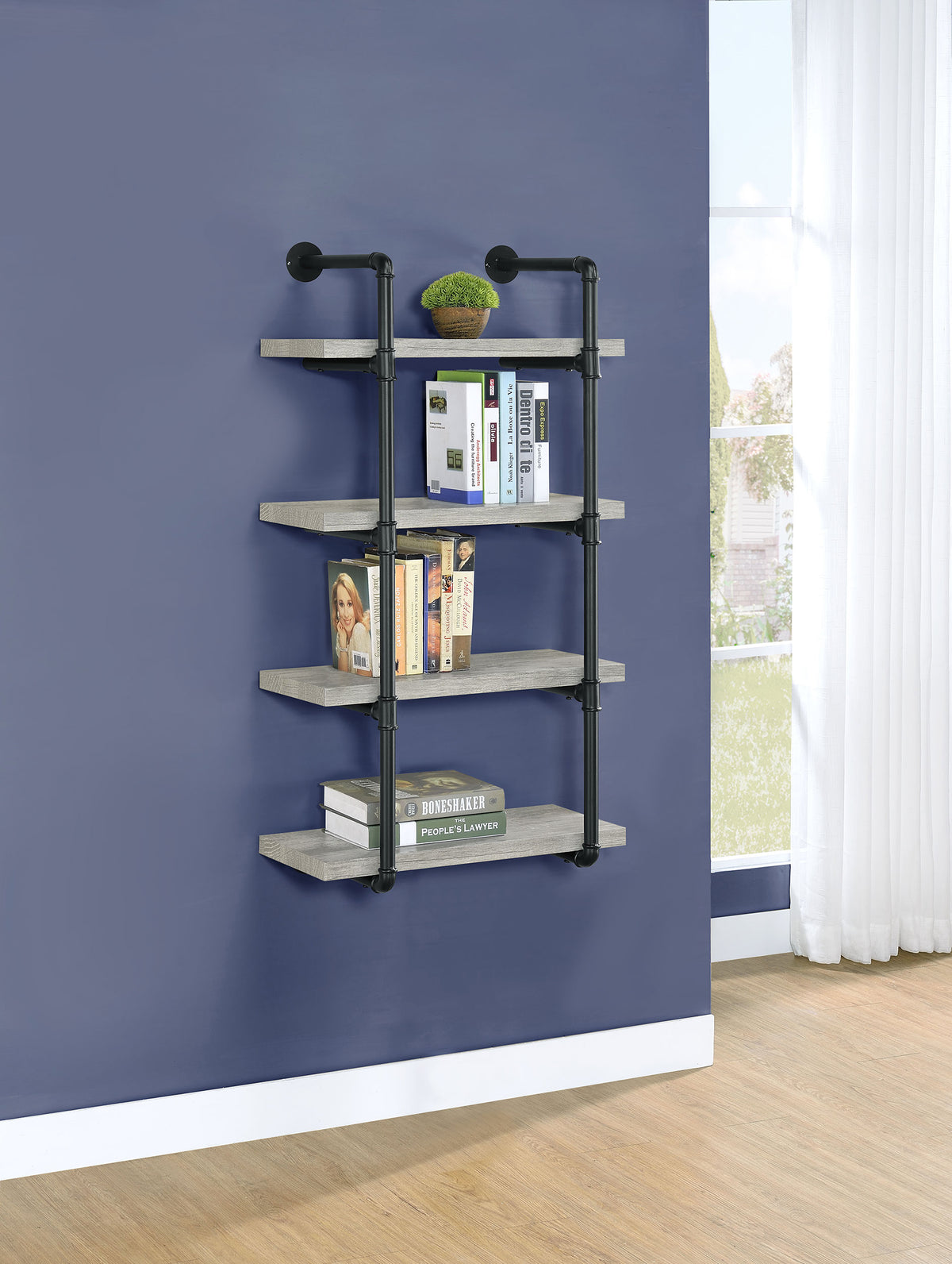 Elmcrest - 24" 4-Shelf Wall Bookshelf - Gray Driftwood