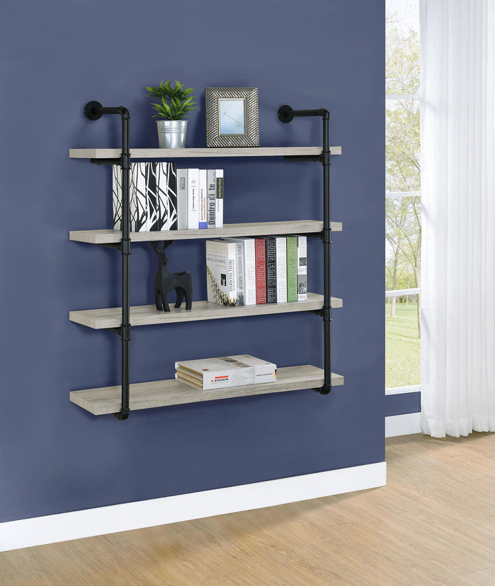Coaster Furniture 804427 Elmcrest 39-inch 4-shelf Wall Bookshelf Grey Driftwood
