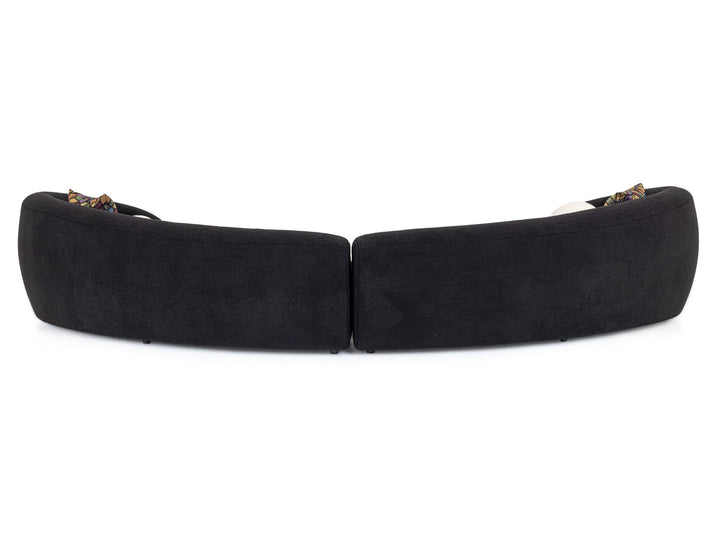 Kilmer Modern Black Curved Fabric Sectional Sofa