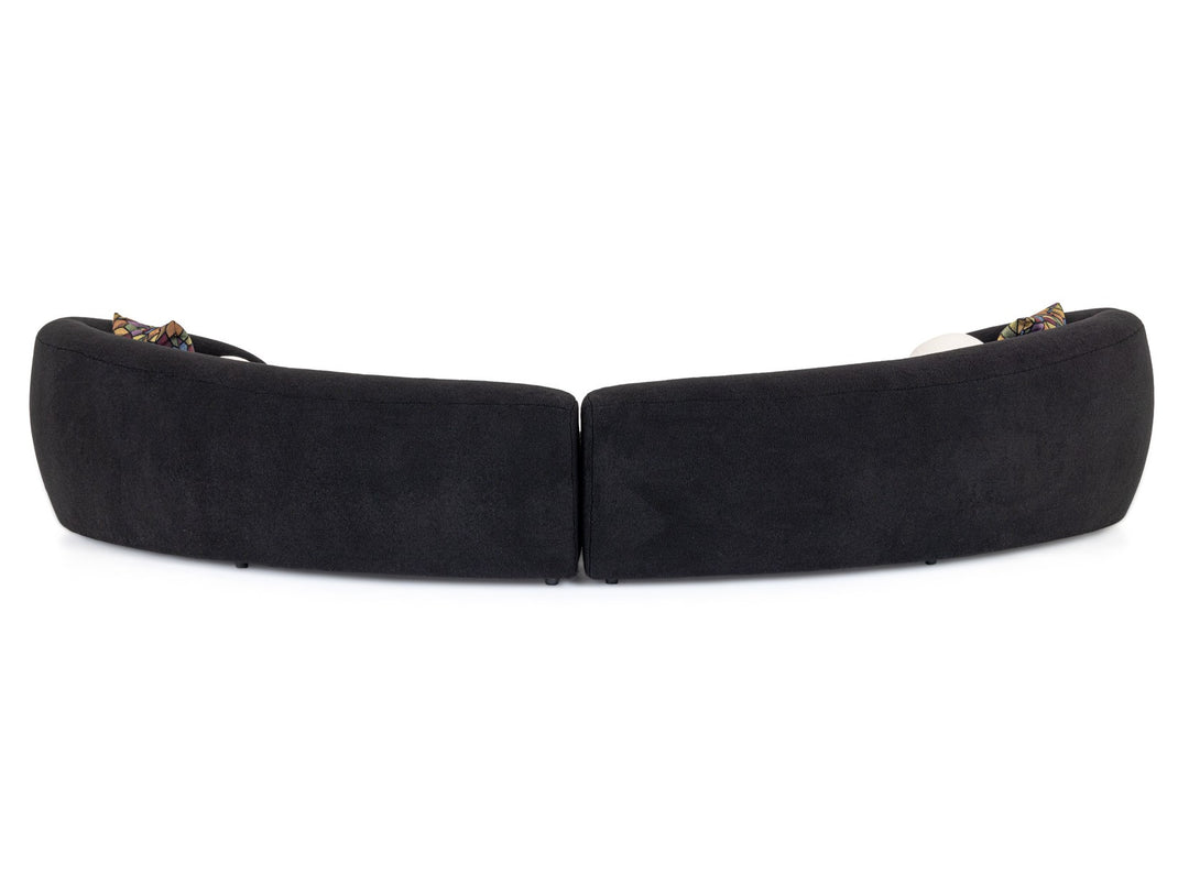Kilmer Modern Black Curved Fabric Sectional Sofa