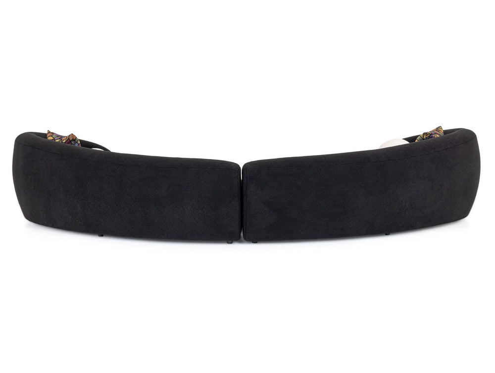 Kilmer Modern Black Curved Fabric Sectional Sofa - View 5