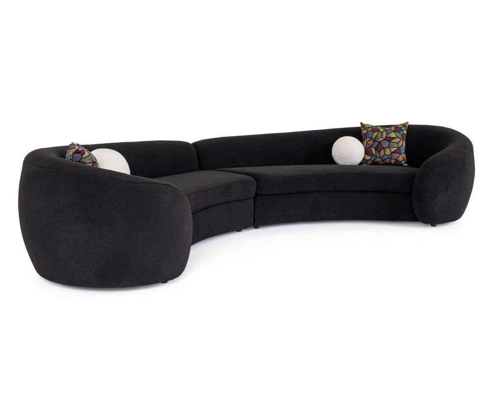 Kilmer Modern Black Curved Fabric Sectional Sofa - View 4