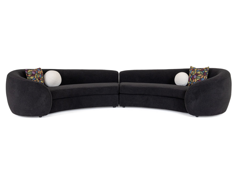Kilmer Modern Black Curved Fabric Sectional Sofa - View 3