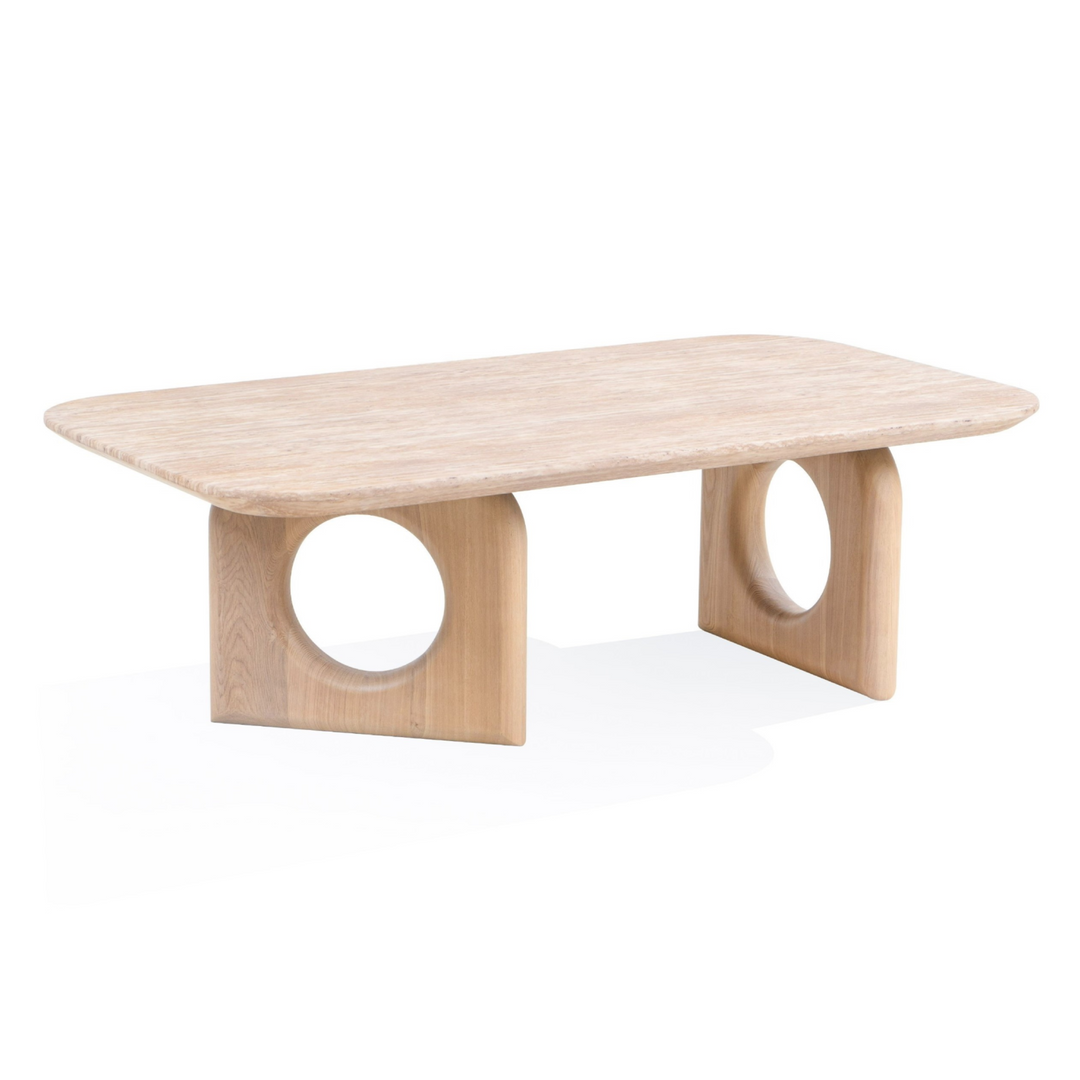 Osaka - Modern Faux Marble + Natural Ash Coffee Table