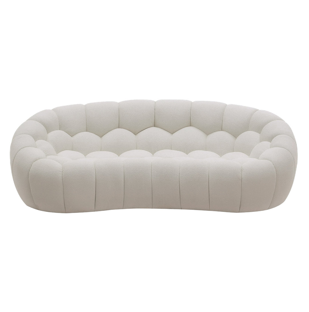 Yolonda  Modern Curved OffWhite Fabric Loveseat