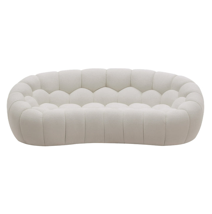 Yolonda  Modern Curved OffWhite Fabric Loveseat