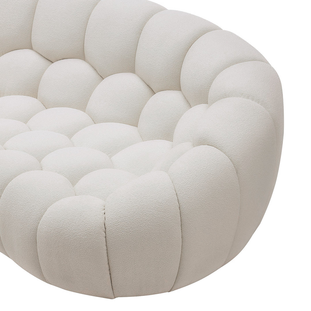 Yolonda  Modern Curved OffWhite Fabric Loveseat