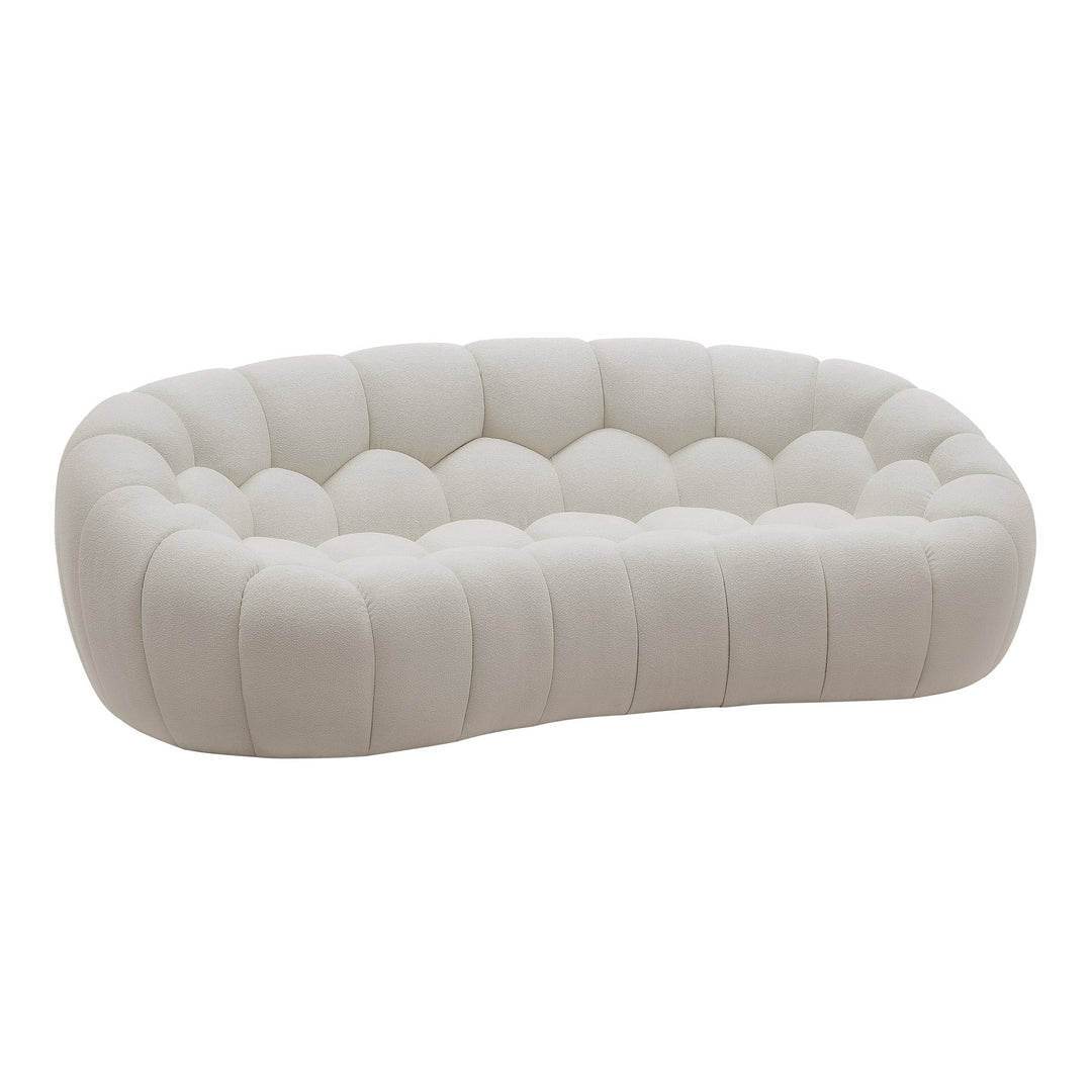 Yolonda  Modern Curved OffWhite Fabric Loveseat
