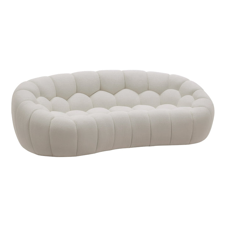 Yolonda  Modern Curved OffWhite Fabric Loveseat