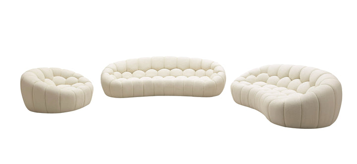 Yolonda - Modern Curved Off-White Fabric Sofa Set