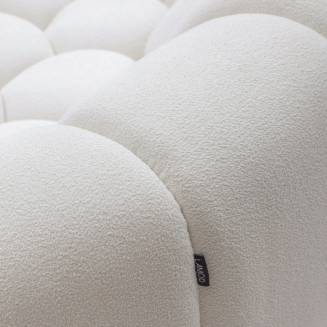 Yolonda  Modern Curved OffWhite Fabric Loveseat