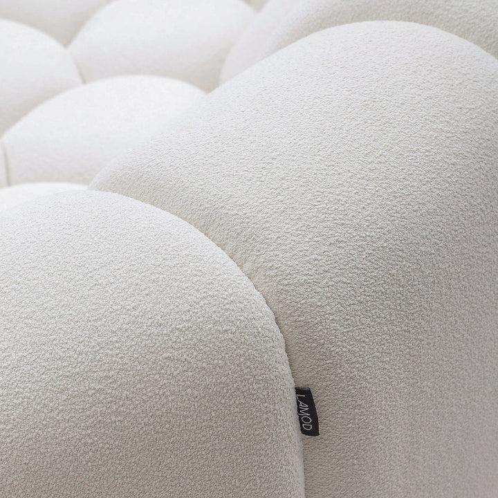 Yolonda  Modern Curved OffWhite Fabric Loveseat