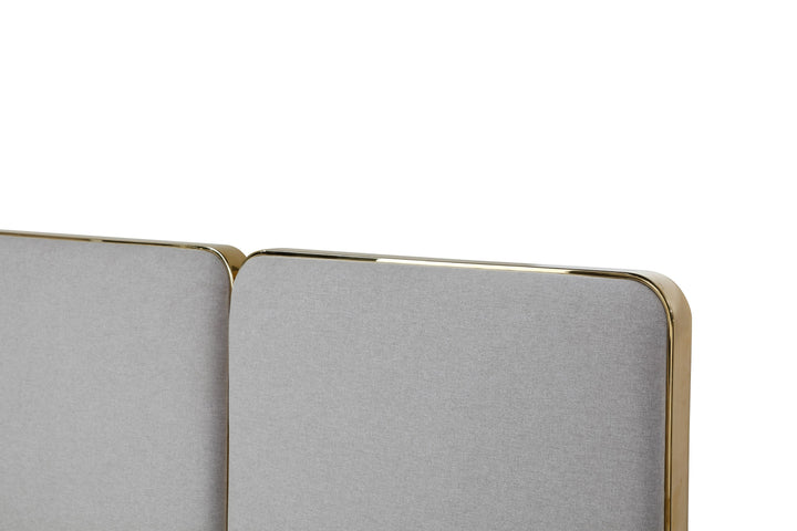 Athena - Modern Light Grey Linen  Gold Bed