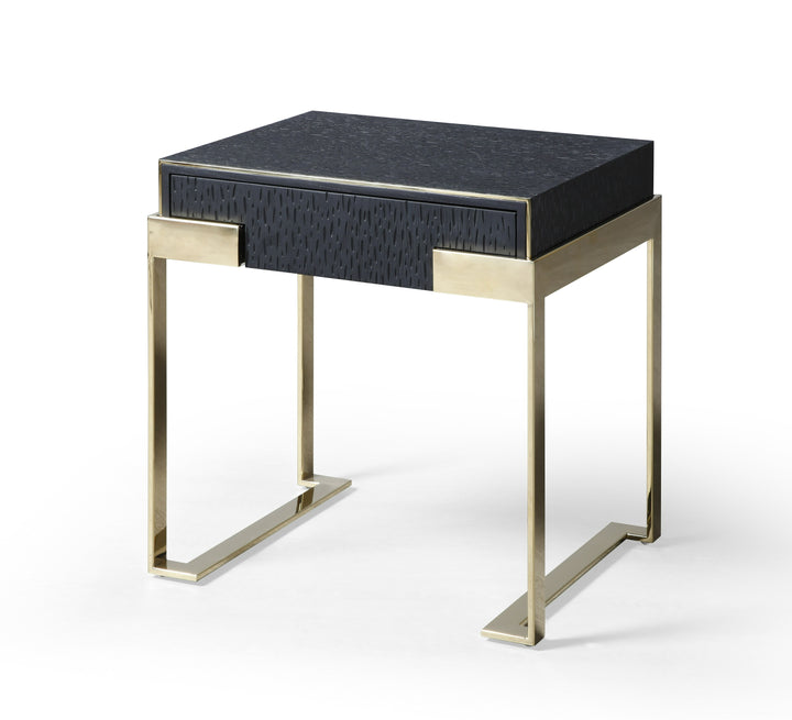 Athena &amp; Rothsay - Modern Grey Fabric + Wenge + Gold Bedroom Set
